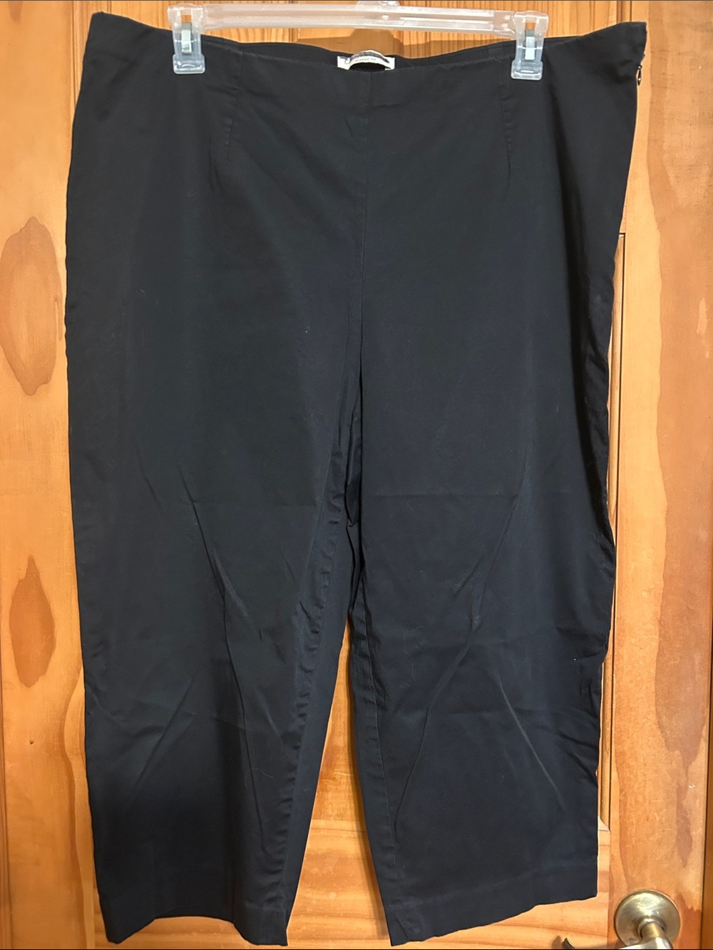 Cold Water Creek Black Cropped Classic Fit Pants With Side Zip Size 18